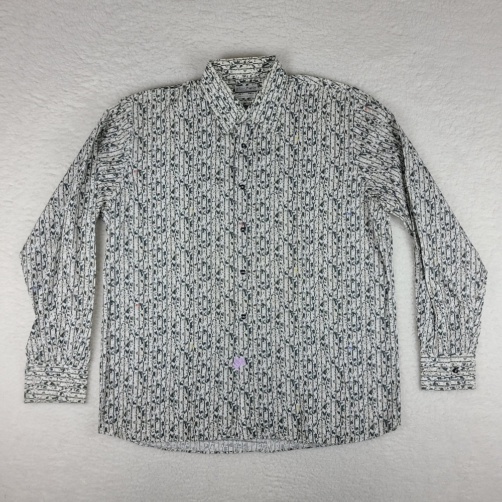 Berend Dewitt Shirt Men Large Multi Color Floral Hawaiian Cotton Dress Button Up